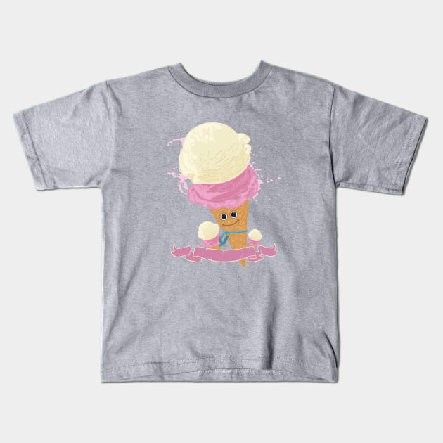 Happy Ice Cream Cone Kids T-Shirt by adamzworld